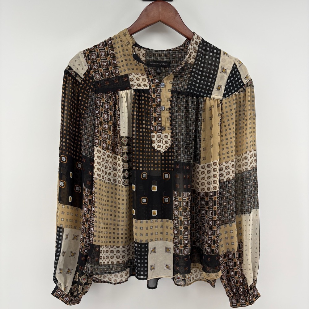 Banana Republic Patchwork Henley‎ Blouse S